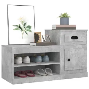 Berkfield Shoe Cabinet Concrete Grey 100x42x60 cm Engineered Wood