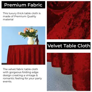 Diamond Velvet Round Tablecloth, Red , 108 Inch