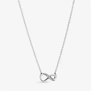 Pandora Sparkling Infinity Collier Necklace - Silicone / Sterling Silver / Cubic Zirconia - Sz. 50 cm