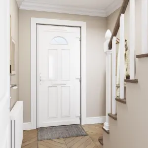 Fortia Lorne Clear Glazed White LH External Front Door set, (H)2085mm (W)840mm