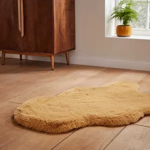 Mustard Plain Shaggy Luxurious Modern Rug for Living Room and Bedroom-60cm X 180cm (Double)