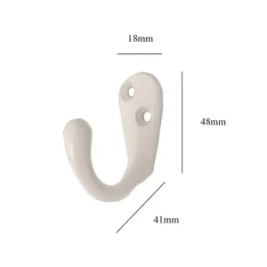 4 x Satin White Single Coat Hooks, Door & Wall Robe Dress Garment Hangers