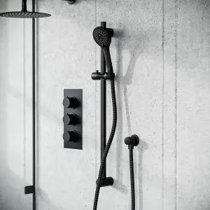 2-Way Overhead Rainfall Shower and Matte Black Raiser Rail with Handset Set