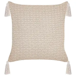 Set of 2 Cushions HAKONE 42 x 42 cm Geometric Light Beige