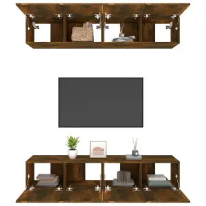 Berkfield TV Cabinets 4 pcs Smoked Oak 80x30x30 cm Engineered Wood