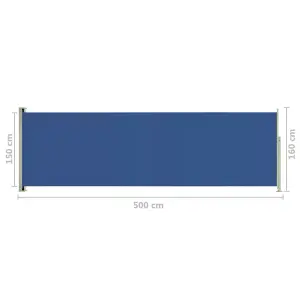 Berkfield Patio Retractable Side Awning 160x500 cm Blue