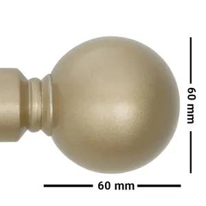 A.Unique Home Plain Round Ball Metal Extendable Curtain Pole with Rings and Fittings (25/28mm) - Matte Gold, 70cm - 120cm  Approx