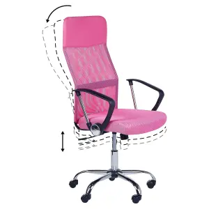 Beliani Minimalist Office Chair Pink DESIGN