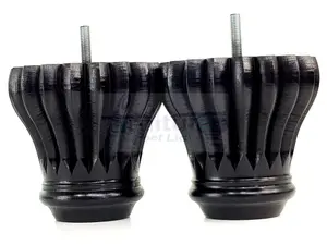 SET OF 4 REPLACEMENT FURNITURE BUN FEET BLACK TURNED WOODEN LEGS 110mm HIGH M8 (8mm)