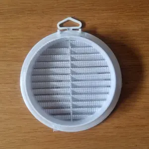 White Louvred Wall Vent Grille with Flyscreen for 125 mm / 5" Round Wall Outlet - Air Ventilation Duct Cover with Flange