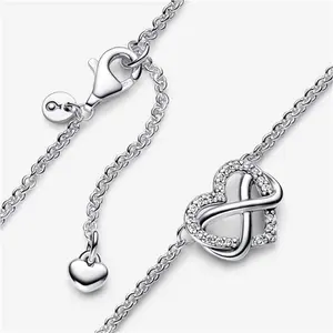 Pandora Sparkling Infinity Heart Collier Necklace - Sterling Silver / Cubic Zirconia - Sz. 50 cm