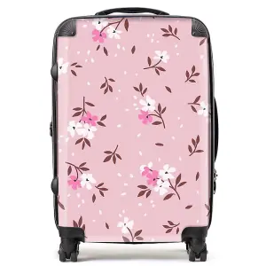 Pretty Pink Flower Pattern Suitcase - Medium