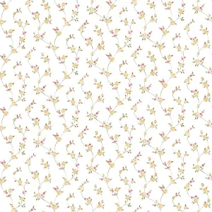 Galerie Country Cottage Yellow Red Green Petite Floral Trail Smooth Wallpaper