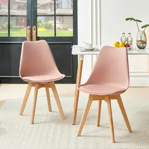 Nero Upholstered Dining Chair (Set of 2) Pink / Oak