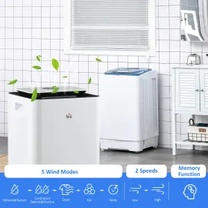 HOMCOM 16L/Day Portable Quiet Air Dehumidifier with Purifier, Timer, 5 Modes