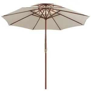 Berkfield Double Decker Parasol 270x270 cm Wooden Pole Cream White