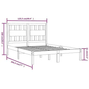 Berkfield Bed Frame White Solid Wood Pine 120x190 cm 4FT Small Double