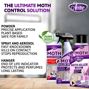 Aviro Moth Killer Spray - Fast Acting Moth Repellent for Wardrobes & Carpets For Immediate & Long-Lasting Protection. 750ml