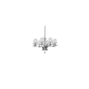 Luminosa Pegaso  8 Light Crystal Multi Arm Chandelier Chrome, White Finish, E14