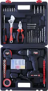 MYLEK 18V Cordless Li-ion Drill Complete With DIY 90 Piece Tool Kit And Carry Case