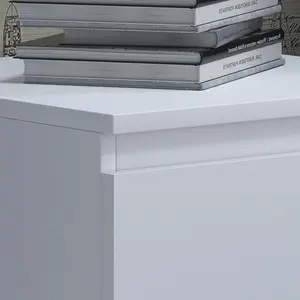 Carlton 2 Drawer Bedside Table Nightstand: Matt Finish. Scratch Resistant. Handleless Design. Matt White