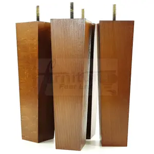 4 Wooden Furniture Legs M8 240mm High Dark Oak Replacement Square Tapered Sofa Feet Stools Chairs Cabinets Beds