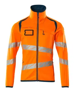 Mascot Accelerate Safe Microfleece jacket with Zip (Hi-Vis Orange/Dark Petroleum)  (XX Large)