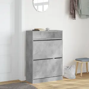 Berkfield Shoe Cabinet with 2 Flip-Drawers Concrete Grey 80x34x116 cm