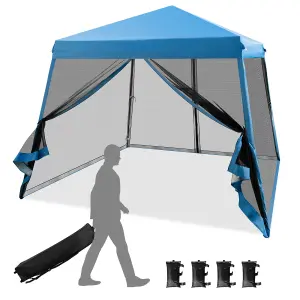 Costway Patio Outdoor Instant Pop-up Canopy Slant Leg Mesh Tent Foldable Gazebo