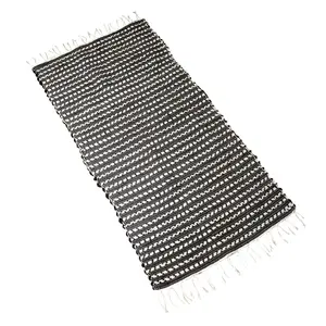 ProHeeder Handmade Recycled Cotton Area Rug - Black and White Ikat (140 x 70cm)