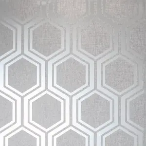 Arthouse Luxe Hexagon Silver Wallpaper