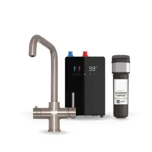 Premium Chrome 3 In 1 Square Tap with Digital Tank and Water Filter