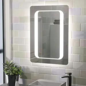 Nes Home LED Illuminated Mirror with Battery Powered Button Switch 500 x 700mm