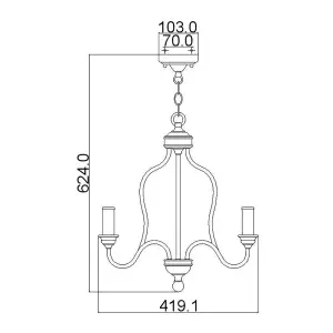 Elstead Hartsville Chandelier 3 Light Beachwood Finish, E14