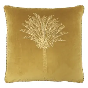 furn. Desert Palm Embroidered Velvet Feather Filled Cushion