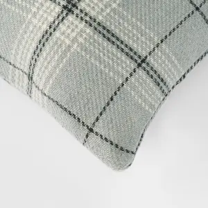 4 Pack Woven Check Filled Cushion Covers, Grey - 45x45cm