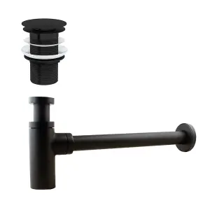 Nes Home Universal Bathroom Basin Bottle Trap & Unslotted Waste Matte Black