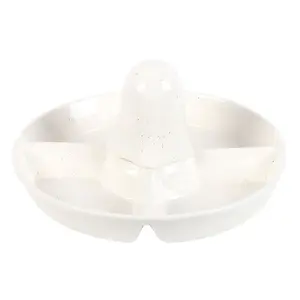 Something Different Chip & Dip Ghost Shaped Snack Dish White/Black/Orange (One Size)