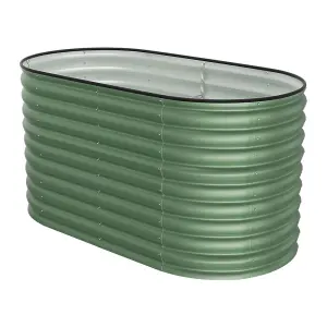 Light Green Oval Garden Two-grid Metal Raised Bed Galvanized Raised Planter Box Outdoor Raised Garden Bed Kit