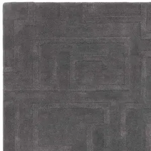 Handmade Modern Charcoal Abstract Wool Easy to Clean Rug for Living Room & Bedroom-160cm X 230cm