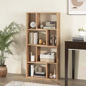 COSTWAY 5-Tier Geometric Bookshelf 120 CM Tall Bookcase Modern 8-Cube Display Shelving