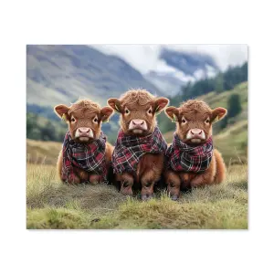 Trio Of Baby Highland Cows Kitchen Splashback