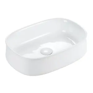 Ilion Gloss White Ceramic Rounded Counter Top Basin (W)460x(D)360mm