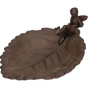 Fairy / Pixie Bird Bath Cast Iron Feeder Sitting Ornament Garden Feature Statue