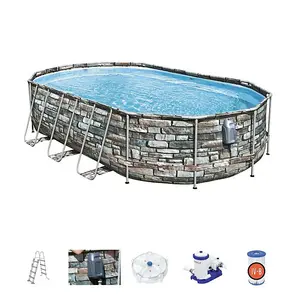 Bestway Power Steel Comfort Jet Series 20ft x 12ft x 48in Oval Pool Set