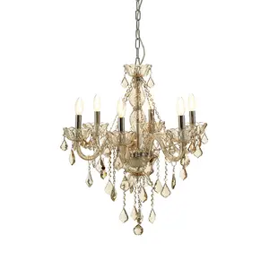 Interiors by Premier Murano 8 Bulb Chrome/Cognac Glass Chandelier