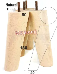 Wood Legs Natural 180mm High Set Of 4 Replacement Angled Furniture Legs Set Of 4 Sofas Chairs Stools M8