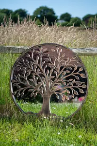 Tree of Life Mirror - Brushed Copper Garden Wall Art