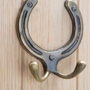 Hammer & Tongs - Horse Shoe Double Coat Hook - W100mm x H110mm - Brass