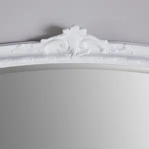 Overmantle Mirror Mayfair Arched Shape with White Frame- W 127cm x H 89cm x D 4cm for Hanging in Above the Fireplace,Bathroom